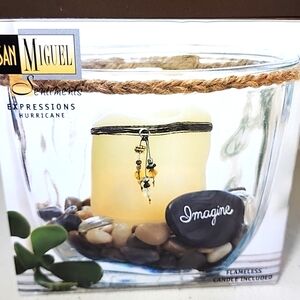 San Miguel Hurricane Flameless Candle with Inspiration Rocks. New In Box.